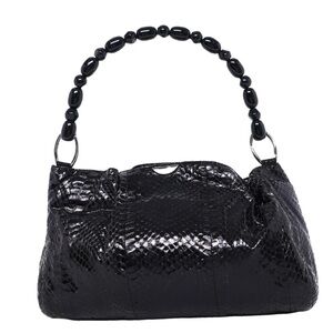 CHRISTIAN DIOR BLACK PYTHON MARIS PEARL BAG